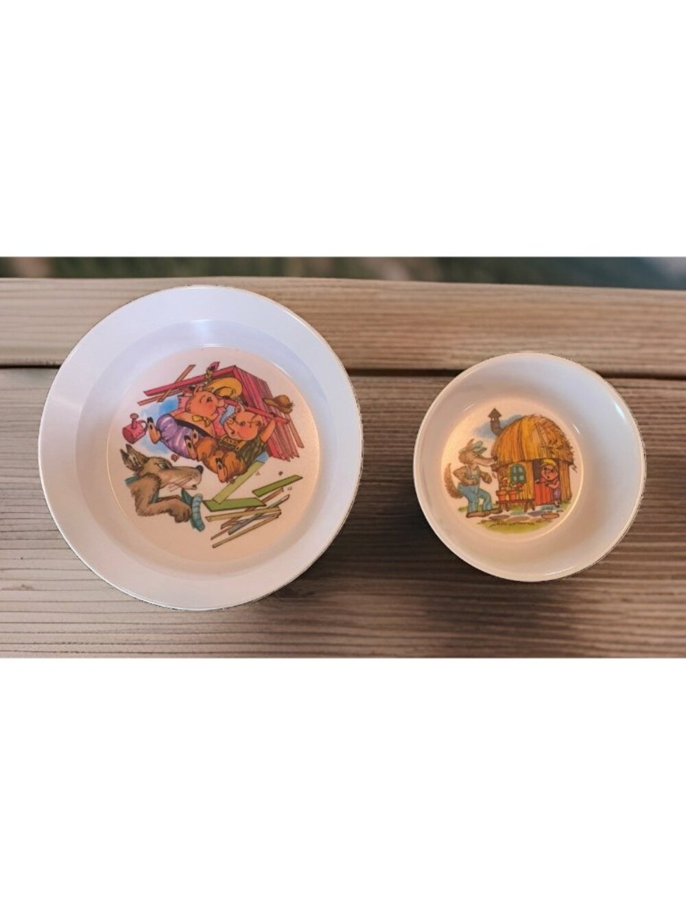 Oneida Ware Deluxe Three Little Pigs Melamine Bowls Lot of 2 Kids Children
